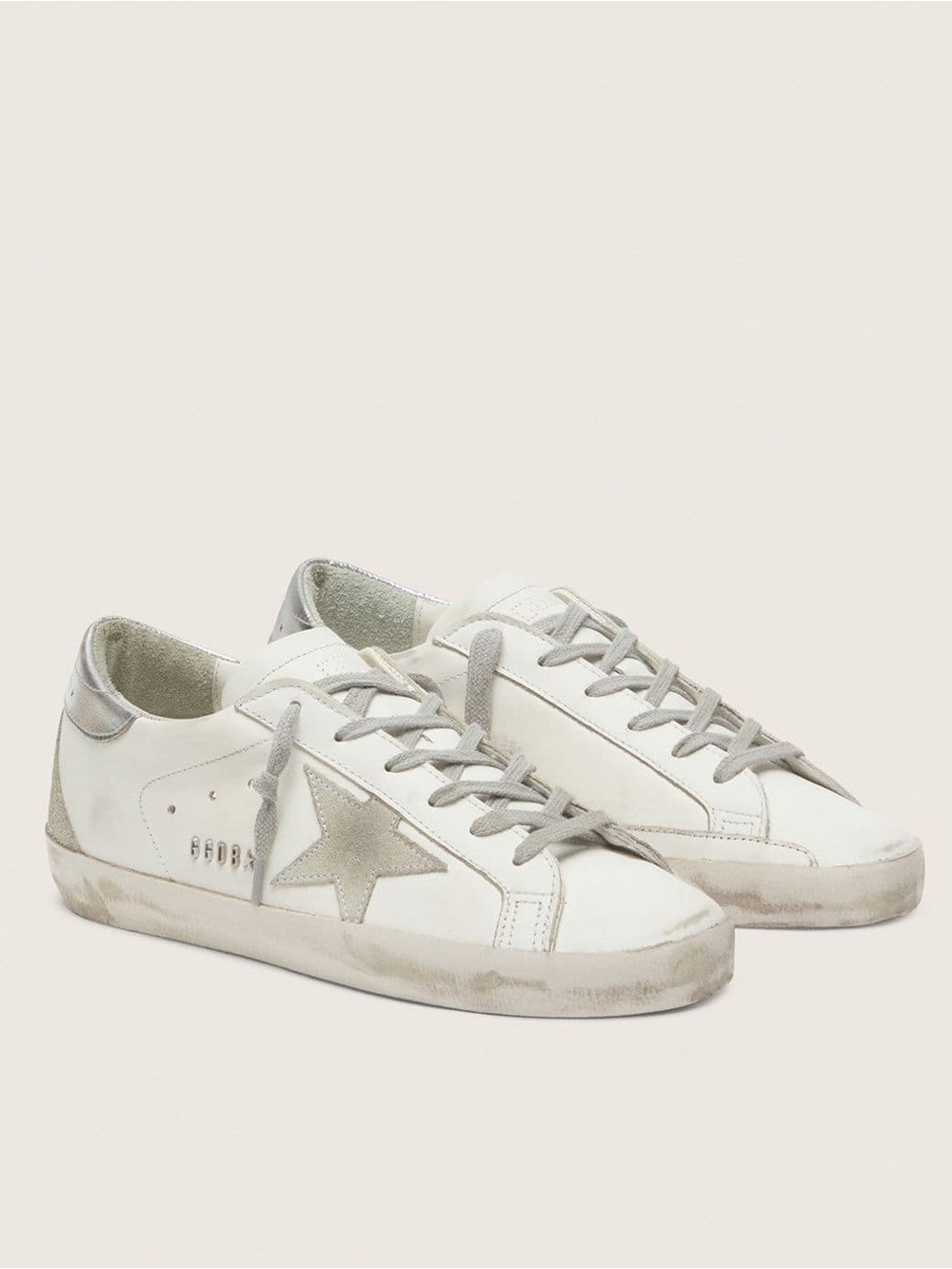 Golden Goose Women's Super-Star with silver heel tab and metal stud lettering